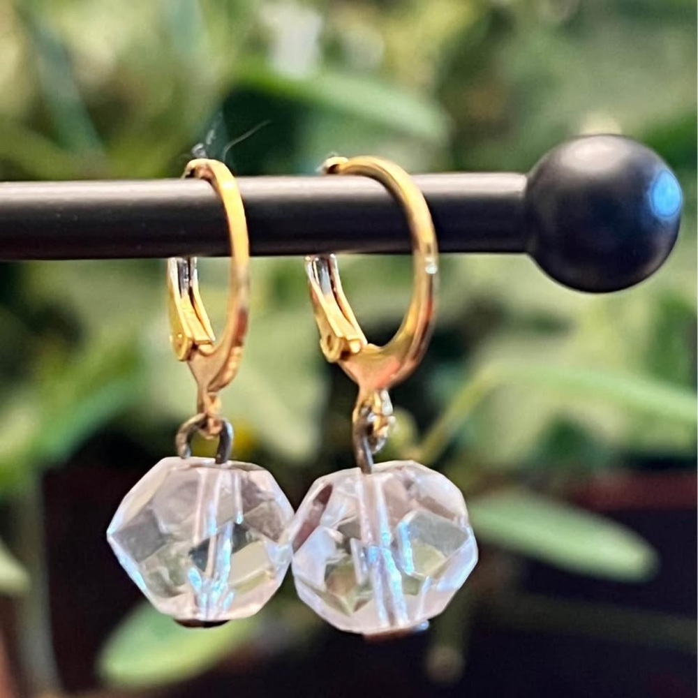 Earrings - Upcycled vintage clear glass chandelier crystals Classic handmade